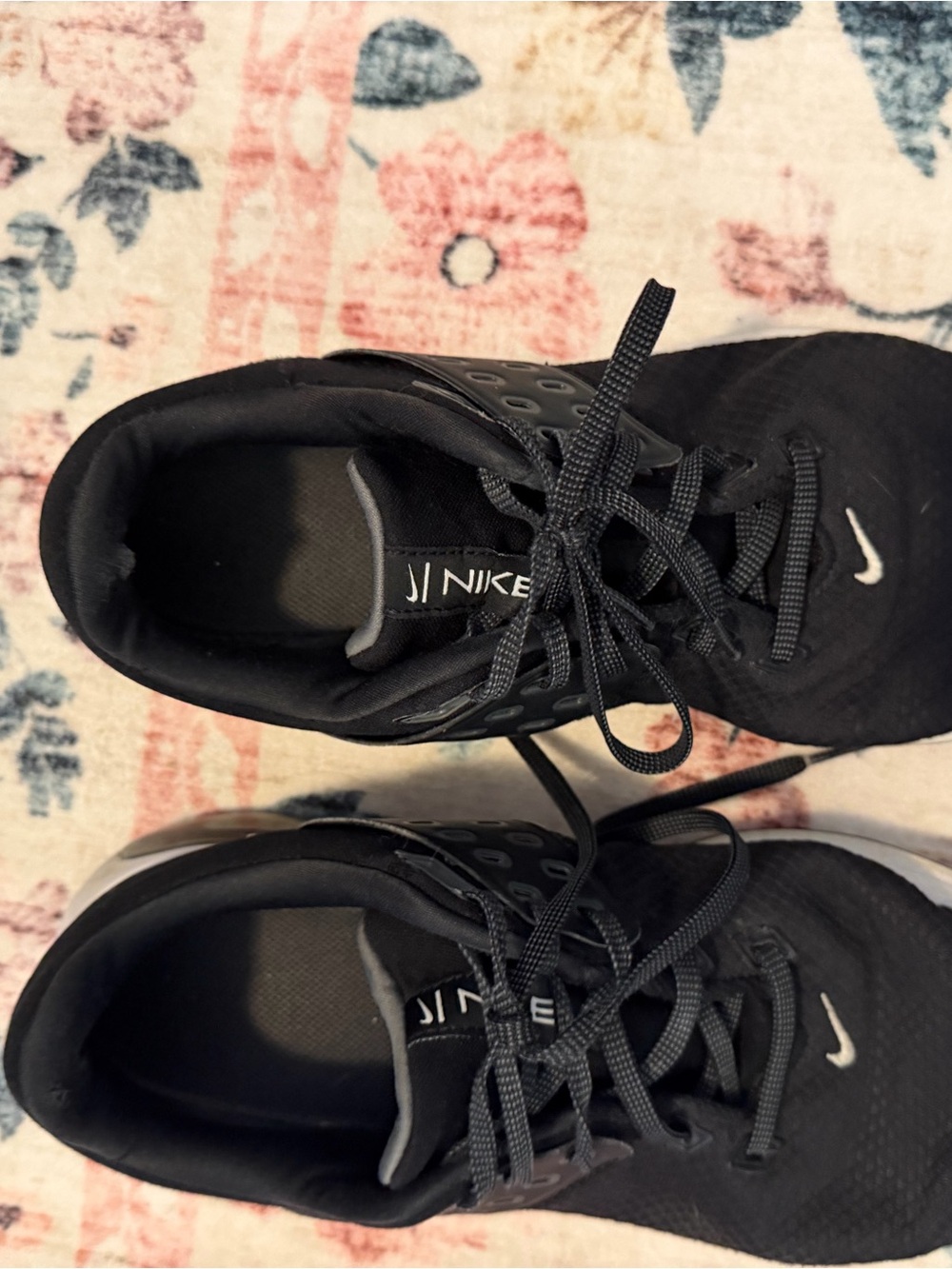 Nike Women’s Black Athletic Running Shoes with White Swoosh